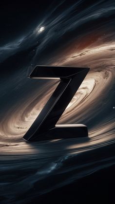 the letter z is surrounded by swirling black and white swirls in this artistic photo