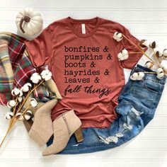 "Great shirts, tees, t-shirts, sweatshirts for fall and Thanksgiving! Can also make a wonderful gift for someone who loves fall and Thanksgiving! Cute Fall Tee, Cute Fall Shirt, Gift for Her, Happy Fall Y'all Shirt, It's Fall Y'all Shirt, I Love Fall Shirt, Ladies Fall Shirt, Fall Shirts, Thanksgiving Shirt, I Love Fall Shirt, Pumpkin Patch Shirt, Fall Things, It's Fall Y'all Shirt, Happy Fall Y'all Shirt We're gonna make you an offer you can't refuse: the best 100% cotton tee you've ever tried. Pre-shrunk fabric? Check. Side-seamed construction? Check. Best fit ever? Double check. * 100% combed and ring-spun cotton (Heather colors contain polyester) * Fabric weight: 4.2 oz/yd² (142 g/m²) * Pre-shrunk fabric * Side-seamed construction * Shoulder-to-shoulder taping * Blank product sourced f Fall Crew Neck Shirt With Text Print, Casual Tri-blend T-shirt For Fall, Casual Fall T-shirt With Text Print, Tri-blend Crew Neck Top For Fall, Fall Graphic Tee Shirt With Text Print, Fall Graphic Tee With Text Print, Soft-washed Tri-blend Fall Tops, Fall Graphic Print T-shirt, Fall Graphic Tee Soft-washed