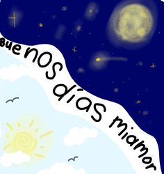 an image of a night sky with stars and the words que nosos nianos