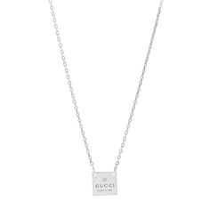 Barely Worn Gucci Silver Square Necklace. Classic Silver Gucci Necklaces, Elegant Gucci Sterling Silver Necklace, Silver Necklace With Silver-tone Logo Plaque, Formal Necklaces With Logo Charm, Gucci Silver Jewelry With Silver-tone Logo Plaque, Gucci Silver Jewelry With Silver-tone Logo, Gucci Silver Jewelry With Logo Plaque, Classic Gucci Jewelry With Silver-tone Logo Plaque, Elegant Silver Necklaces With Silver-tone Logo Plaque