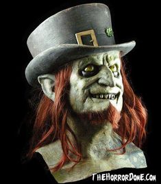 Lucky Leprechaun HD Studios Pro Halloween Mask Lucky Leprechaun, Irish Tattoos, Witch Party, Red Beard, Scary Mask, Green Skin, Horror Monsters, Halloween Mask, Sharp Teeth