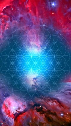 the flower of life in space surrounded by stars