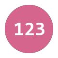 a pink circle with the number 123 in white letters on it's bottom half