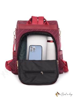 BirdinBag - Womens Red Textured Zipper PU Fashion Backpack - Stylish for Rookies & Professionals. Casual Burgundy Shoulder Bag With Zipper Closure, Casual Burgundy Backpack For Everyday Use, Red Backpack With Zipper Pocket For Everyday Use, Red Satchel Backpack, Red Satchel Backpack With Zipper Closure, Red Backpack With Zipper Pocket For Daily Use, Casual Red Backpack With Zipper Pocket, Fashionable Accessories, Flap Backpack