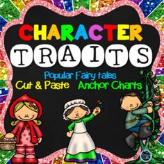 a colorful poster with the words character tradits and two children dressed in costumes