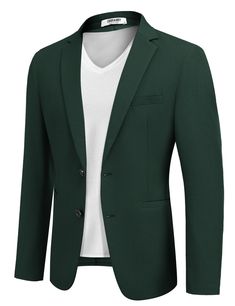 PRICES MAY VARY. PREMIUM MATERIAL --- The slim fit suit jacket is made of mid-weight, high-performance, soft and skin-friendly fabric, suitable for all seasons, giving you a comfortable feel. CLASSIC JACKET DESIGN --- Well-stitched sport coat features a notched lapel collar and two-button closure. There is a real pocket on the left chest and two front pockets, which can store small items such as headphones, wallets, keys, coins, etc. EASY TO MATCH --- The stylish blazer has a linen texture speci Slim Fit Blazer With Button Closure And Long Sleeves, Slim Fit Single Button Long Sleeve Blazer, Green Fitted Button-up Blazer, Slim Fit Blazer With Notch Lapel And Buttons, Slim Fit Notch Lapel Blazer With Buttons, Slim Fit Outerwear With Single Button, Fitted Green Sport Coat For Business Casual, Slim Fit Blazer With Suit Collar And Button Closure, Green Button-up Blazer For Business Casual