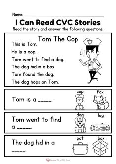 worksheet for reading the cvc stories with pictures and words to help students learn how