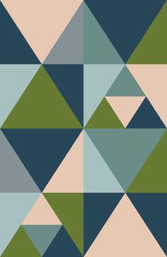 an abstract geometric pattern in shades of blue, green and beige with diagonals on the sides