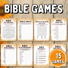 printable bible games for kids with sunflowers on the side and an orange background