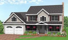 this is an artist's rendering of a two - story house with garages