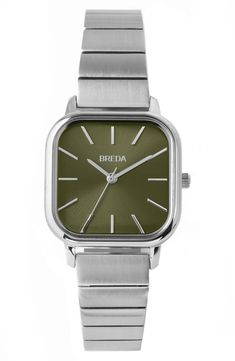 BREDA Esther Bracelet Watch, 26mm | Nordstrom Trendy Formal Watch With Rectangular Dial, Square Watch With Metal Dial For Everyday, Square Metal Dial Watches For Everyday, Square Metal Dial Watch For Everyday, Silver Watch With Rectangular Dial For Everyday, Silver Square Watch With Metal Dial, Timeless Silver Square Watch, Modern Green Watch With Rectangular Dial, Modern Green Watch Accessories With Rectangular Dial