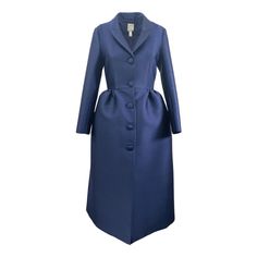 Nwt Sz 16 Huishan Zhang Navy Coat Elegant Blue Outerwear For Wedding, Long Silk Fitted Outerwear, Fitted Long Silk Outerwear, Long Blue Formal Outerwear, Elegant Long Blazer For Spring, Elegant Long Blue Outerwear, Elegant Long Spring Blazer, Elegant Blue Long Coat Style Blazer, Blue Spring Wedding Outerwear