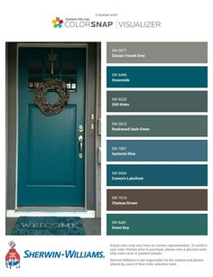 the color scheme for this front door is teal and has been changed to be blue