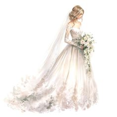 a drawing of a woman in a wedding dress