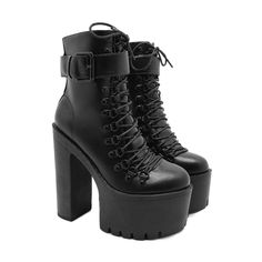 Step into bold fashion with our Black High Heel Platform Boots. Crafted from high-quality PU leather, these gothic shoes are perfect for those who adore super high heels and seek a unique design. The metal buckle belt adds a touch of sophistication, while the zipper closure ensures a secure fit. Designed with a platform high heel, these boots are ideal for creating an eye-catching dark gothic outfit that will make you steal the spotlight. Elevate your style with these trendy and fashionable Blac Sticker Machine, Popular Boots, Gothic Shoes, Dr Shoes, Platform Heels Boots, Rock Outfit, Black Platform Boots, Chunky High Heels, High Heel Boots Ankle