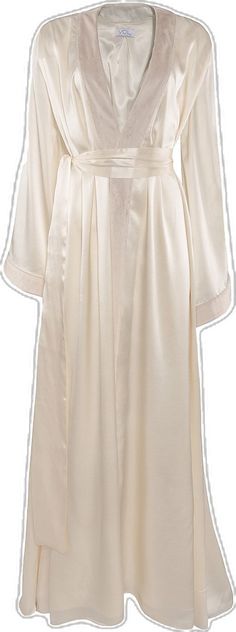 Elegant White Floor-length Kimono, Elegant Fitted Open Front Kimono, Elegant Fitted Open Front Robe, Elegant Wedding Night Gown With Long Train, Elegant Long Satin Gown, Elegant Long Fitted Robe, Elegant Beige Dress With Kimono Sleeves, Silk Robe With Kimono Sleeves For Evening, Silk Evening Robe With Kimono Sleeves