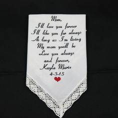 WEDDING Gifts for MOTHER of the BRIDE by NapaEmbroidery on Etsy Personalized Handkerchiefs, Mother Bride