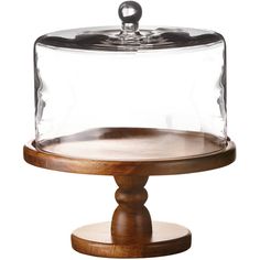 a wooden stand with a glass cover on top