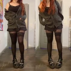 Tumblr Soft Grunge Outfits, Feminine Alt Outfits, Alt Fashion Winter, Girly Alternative Outfits, Thick Thighs Outfits Aesthetic, Comfy Alt Outfits, Cozy Goth Outfit, Plus Size Black Outfits, Comfy Goth Outfits