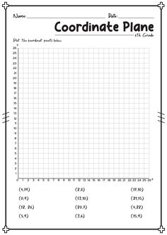 the coordinate plane worksheet for students to practice coordinates and graphing numbers