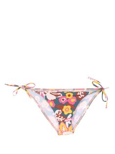 slate grey/multicolour stretch-design all-over floral print low-rise side-tie bottoms Be mindful to try on swimwear over your own garments. Try On, Flower Power, Floral Prints, Clothes For Women, Floral, Blue