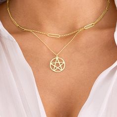 Gold Pentagram Necklace, Pentacle Necklace, Pentacle Pendant Silver | Wiccan Pentagram Necklace, Pentagram Pendant | Pagan Jewelry for Women o-------------o-------------o * MONEY BACK GUARANTEE: We gladly accept returns / replacements and refunds in our store. From the day you receive your order, you have 90 days to request a free replacement, return, or full refund if your order is incorrect or not as described. * If you experience any issues while using your product, please don't hesitate to r Pagan Necklace, Pentagram Necklace, Pentagram Pendant, Wiccan Jewelry, Pagan Jewelry, Gift Coupons, Adjustable Necklace, High Quality Jewelry, Chain Styles