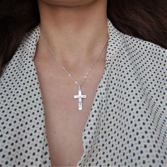 "Women Cross Crucifix Necklace. Looking for: -a Cross Crucifix Necklace for protection -a Feminine/Male Elegant Crucifix Necklace for every day wear or - a unique delicate gift to your sister, brother or daughter Whatever the reason may be, this Crucifix Cross Necklace is perfect for every occasion. This Crucifix pendant is the PERFECT GIFT for every Woman. So delicate and feminine. We use only HIGH QUALITY materials and offer guarantee on our necklaces. We are a 5-Star Seller. Check our reviews Feminine Male, Jesus On Cross, Dainty Cross Necklace, Crucifix Necklace, Tiny Cross, Necklace Cross, Layering Necklace, Sister Brother, Character Aesthetic