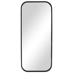 a black rectangular mirror on a white background