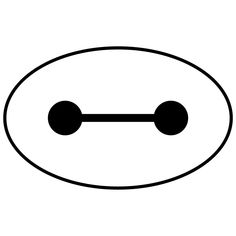 a black and white image of an oval button with two dots in the middle, on a white background