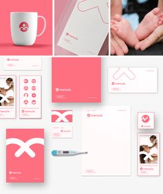 the branding and stationery design is designed to look like a baby's feet