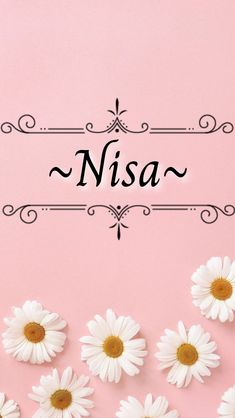 daisies on a pink background with the word nisa written in cursive writing