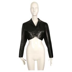 1988 AZZEDINE ALAIA cropped black leather jacket with curved pockets For Sale at 1stDibs Armor Fashion, Azzedine Alaïa, Azzedine Alaia, Black Leather Jacket, Notched Collar, Classic Outfits, Historical Fashion, Jet Black, Elegant Fashion