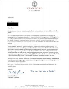 an official letter from stanford university