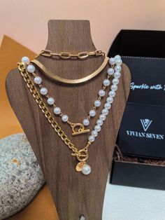 🌟 Indulge in luxury with our Layered Chain Charm Necklace. Crafted with imitation pearl beads and metal chains, this necklace is perfect for adding a touch of elegance to any outfit. With its multi-strand design, it's a must-have for any fashion-forward woman. Elevate your jewelry collection with this exquisite piece. * Iron/alloy/brass/imitation pearl * 13 3/4" (35cm)  length, 7cm extender * 5 1/2" (14cm)  length, 7cm extender * 15 3/4" (40cm)  length, 7cm extender * 17 3/4" (45cm)  length, 7c Layered Chain, Bead Chain, Jewelry Women, Multi Strand Necklace, Precious Jewelry, Delicate Necklace, Multi Strand, Beaded Chain, Necklace Jewelry