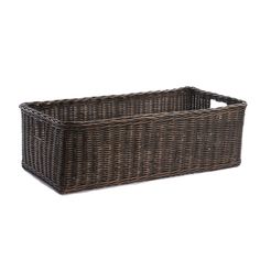 an empty wicker basket on a white background