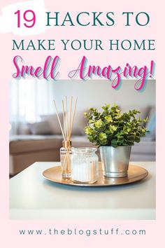 Plant and aromatic candle on a tray in living room to make a house smell good Make Your House Smell Good, House Smell Good, Home Smell, Lisa Design, Smell Amazing, House Smell, Pet Odors, Buying Groceries, House Smells