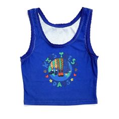 Trendy Fitted Blue Tank Top, Blue Y2k Tank Top For Spring, Y2k Blue Tank Top For Spring, Y2k Style Blue Tank Top For Spring, Blue Graphic Print Tank Top For Spring, Spring Blue Graphic Print Tank Top, Trendy Blue Tank Top, Casual Blue Graphic Print Tank Top, Casual Blue Tank Top With Graphic Print