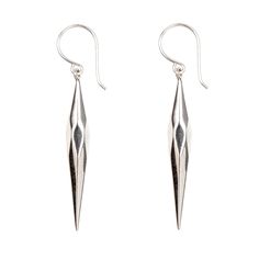 Elegant and edgy all at once, these simple but stunning earrings are sure to go with any and every outfit. Subtle facets catch the light as the satin finish softens the effect just so. Handcrafted in Sterling Silver or 14k gold vermeil Approximate 1 3/4" hanging length Secured on our handmade earwire Minimalist Long Drop Earrings With Polished Finish, Everyday Diamond Cut Drop Earrings, Modern Teardrop Faceted Earrings, Modern Faceted Teardrop Earrings, Minimalist Sterling Silver Diamond Cut Earrings, Modern Teardrop Diamond Cut Earrings, Modern Diamond Cut Drop Earrings, Minimalist Faceted Everyday Earrings, Minimalist Everyday Faceted Earrings