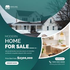 a flyer for a home sale with a house in the background