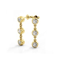 Dazzle with these stunning 1.50 ctw. round diamond drop earrings. The bezel setting adds an extra touch of luxury, making them perfect for any occasion. Experience the elegance of dangle earrings with a stylish twist. Elevate your look with these exclusive statement pieces. Yellow Gold Bezel-set Dangle Diamond Earrings, Classic Bezel-set Diamond Dangle Earrings, Classic Diamond Dangle Earrings With Bezel Setting, Classic Dangle Diamond Earrings With Bezel Setting, Anniversary Bezel Set Dangle Diamond Earrings, Formal Bezel Set Dangle Diamond Earrings, Formal Dangle Diamond Earrings With Bezel Setting, Classic Bezel Set Diamond Drop Earrings, Classic Diamond Drop Earrings With Bezel Setting