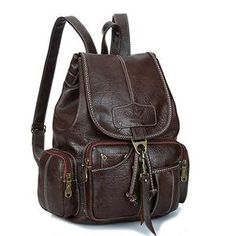 Leather Casual Backpacks Vintage Style Trendy Brown Backpack With Zipper Pocket, Casual Brown Leather Backpack For Daily Use, Casual Brown Leather Backpack With Zipper, Casual Brown Leather Backpack For Travel, Brown Casual Leather Backpack For Travel, Brown Backpack For School In Fall, Brown Leather Backpack With Zipper Pocket For School, Trendy Brown Outdoor Bags, Trendy Brown Outdoor Bag