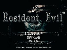 the resident evil logo is shown in black and white