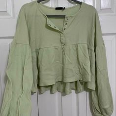 Nwot. Sz Large. Very Cute On. Like A Thermal Material. Urban Outfitters Green Cotton Tops, Green Casual Long Sleeve Top For Spring, Casual Green Long Sleeve Top For Spring, Casual Green Top From Urban Outfitters, Urban Outfitters Cotton Long Sleeve Top, Trendy Green Top From Urban Outfitters, Green Urban Outfitters Top For Day Out, Urban Outfitters Green Top For Day Out, Urban Outfitters Long Sleeve Tops For Spring