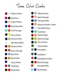 an image of the color code for team colors