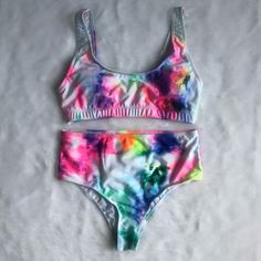 Tie Dye Swimsuit Two Piece Bikini. As Seen On Pink Lily Boutique. Not Pink Lily Branded On Tag. Size Medium, But Runs Small. Never Worn, Brand New! Multicolor Lined Tankini For Vacation, Multicolor Lined Tankini For Beachwear, Multicolor Tankini For Sunbathing, Multicolor Tankini For Sunbathing With Lined Body, Multicolor Beachwear Tankini With Lined Body, Sunbathing Multicolor Lined Tankini, Multicolor Lined Swimwear For Beach Party, Multicolor One-piece Tankini For Summer, Multicolor Lined Summer Tankini