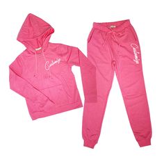 Customize this hot pink jogger set! Includes lightweight joggers and zip up hoodie. 1. Pick font type 2. Pick font color 3. Choose what you want it to say (specify what text goes on what item) Pink Sports Sweats With Drawstring Hood, Pink Sweats With Drawstring Hood For Sports, Pink Hooded Sweats With Drawstring, Pink Sportswear Tracksuit For Jogging, Pink Sportswear Tracksuit, Pink Athleisure Sweats With Drawstring Hood, Pink Fleece Sweats For Sportswear, Pink Cotton Tracksuit For Sports, Pink Cotton Tracksuit For Streetwear