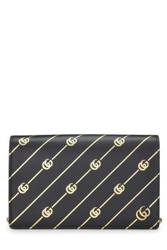 Find GUCCI Leather Gg Stripe Wallet On Chain on Editorialist. This Gucci wallet on chain features a black leather construction with a gold tone GG monogram pattern and a chain strap. It has a flap opening with a push lock closure. Gucci Wallet On Chain, Gg Monogram, Monogram Pattern, Wallet On Chain, Gucci Leather, Gucci Wallet, Gucci Black, Metal Chain, Chain Strap