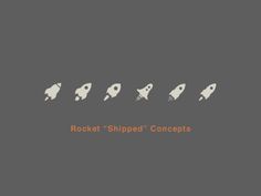 the rocket ship concept is shown in white and orange on a gray background with an orange border