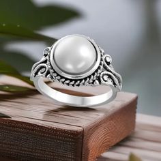 Faux Pearl And Silver Tone Ring. Available In Several Sizes. In New Condition. Nwt Trendy White Rings For Anniversary, Trendy White Wedding Ring, Trendy Adjustable White Rings, Trendy White Adjustable Rings, Ring Color, Women's Boutique, Boutique Jewelry, Ladies Boutique, Pearl Ring