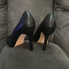 Questions? Leave A Comment Below! Fitted Black Heels With Padded Heel, Classic Black Heels For Office, Elegant Black Synthetic Heels, Classic Black Heels With Padded Heel, Classic Black Heels With 4-inch Heel, Classic Black Heels With Round Toe, Classic Black Round Toe Heels, Classic Black 4-inch Heels, Black Synthetic Almond Toe Heels